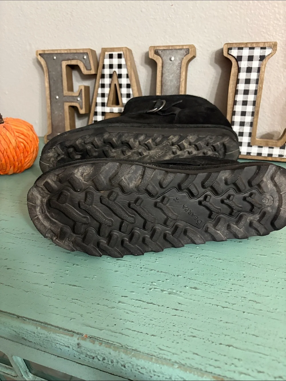 BearPaw Black Suede Ankle Booties with Strap